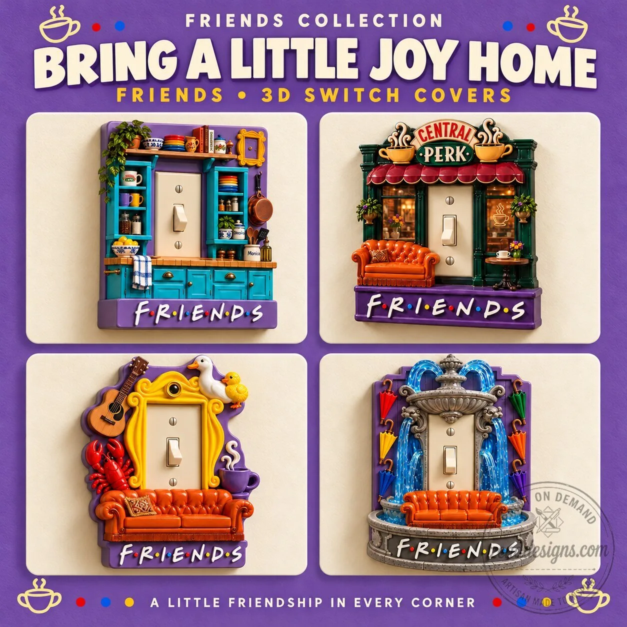 Friends Television Series Central Perk Light Switch Cover Set