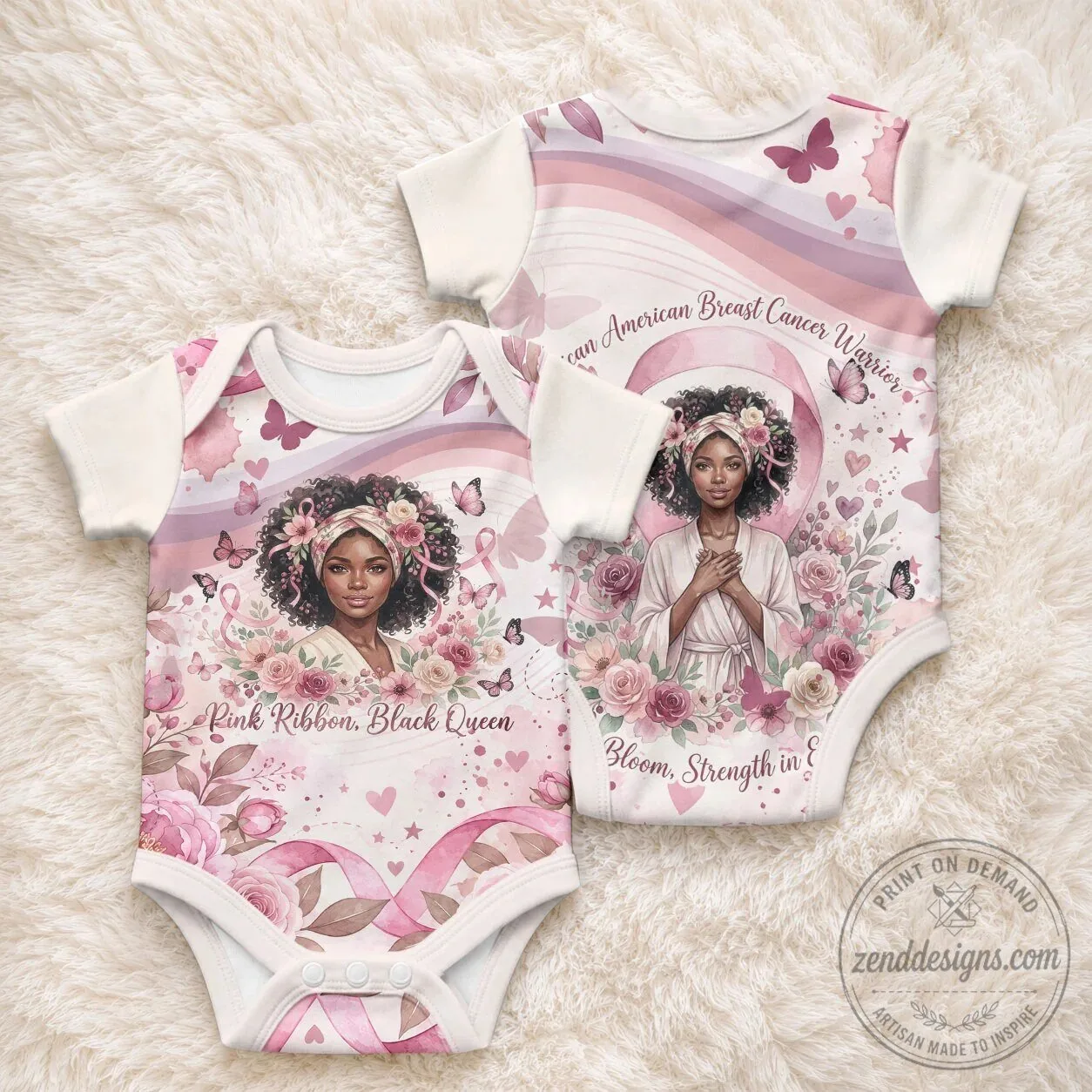 African American Breast Cancer Awareness Pink Ribbon Black Queen Baby Romper 4 African American Breast Cancer Awareness Pink Ribbon Black Queen Baby Romper