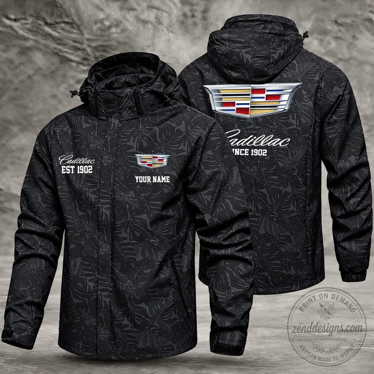 Cadillac Custom Name Waterproof Windbreaker Jacket with Hood 12 Cadillac Custom Name Waterproof Windbreaker Jacket with Hood