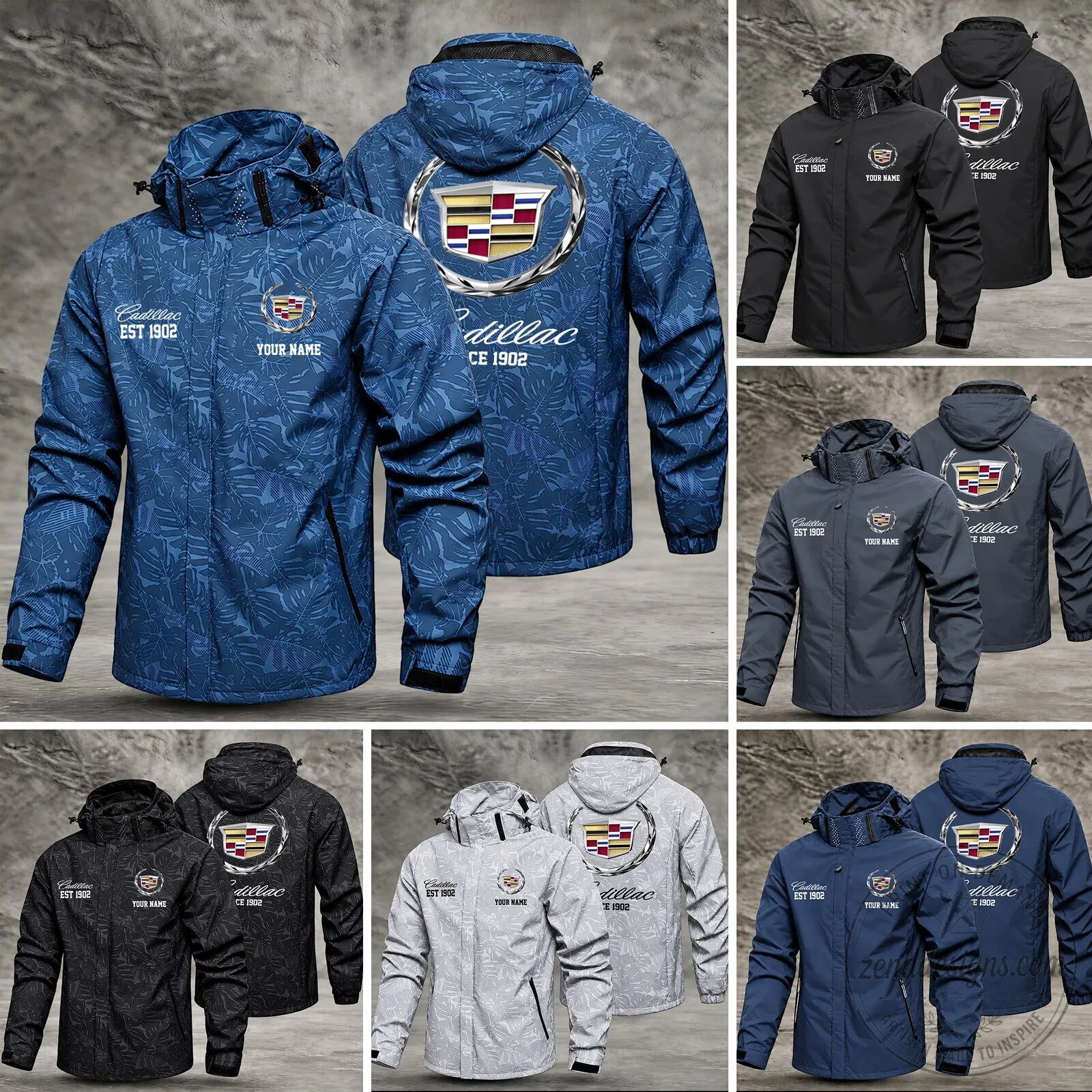 Cadillac Custom Name Waterproof Windbreaker Jacket with Hood 17 Cadillac Custom Name Waterproof Windbreaker Jacket with Hood