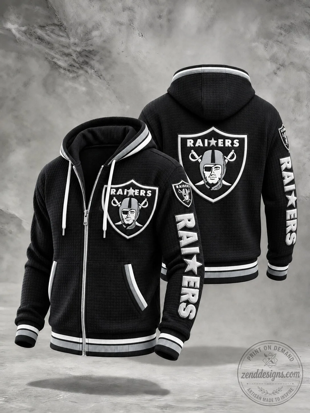 Full-Zip Black Hoodie featuring Las Vegas Raiders NFL Team Logo