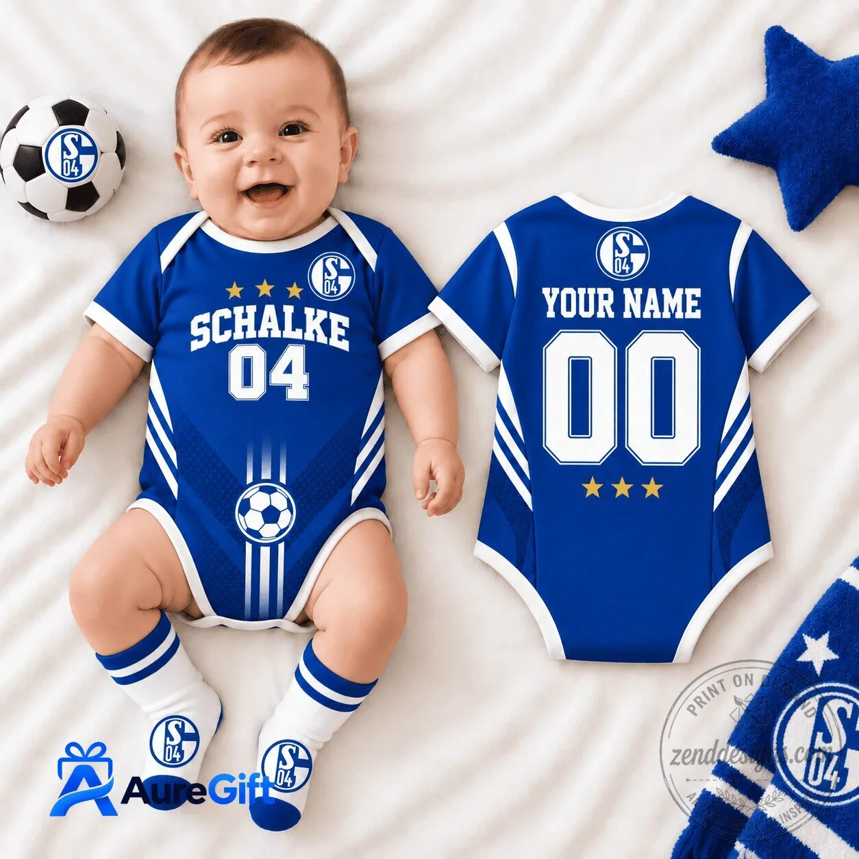 Schalke 04 Bundesliga Football Club Personalized Baby Romper