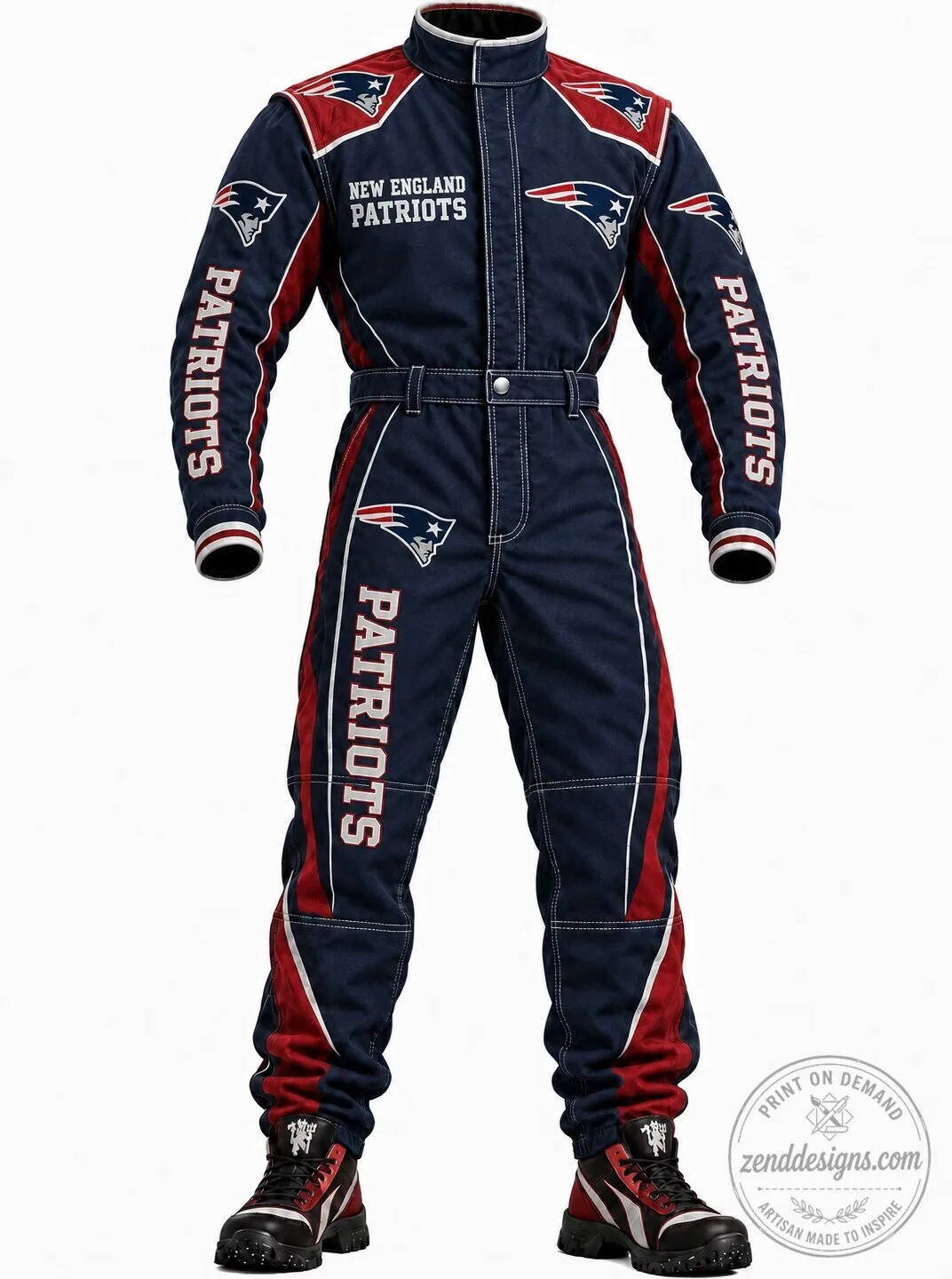 New England Patriots Racing Jumpsuit Adult Costume