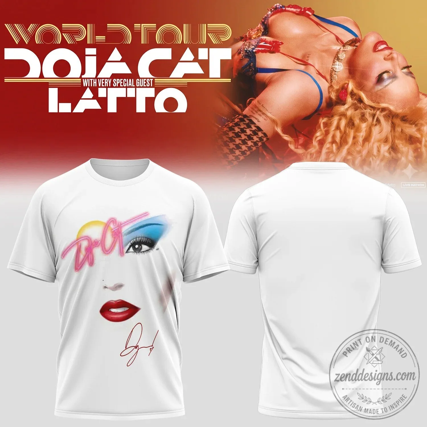 Doja Cat World Tour With Latto Concert Graphic Short Sleeve T-Shirt