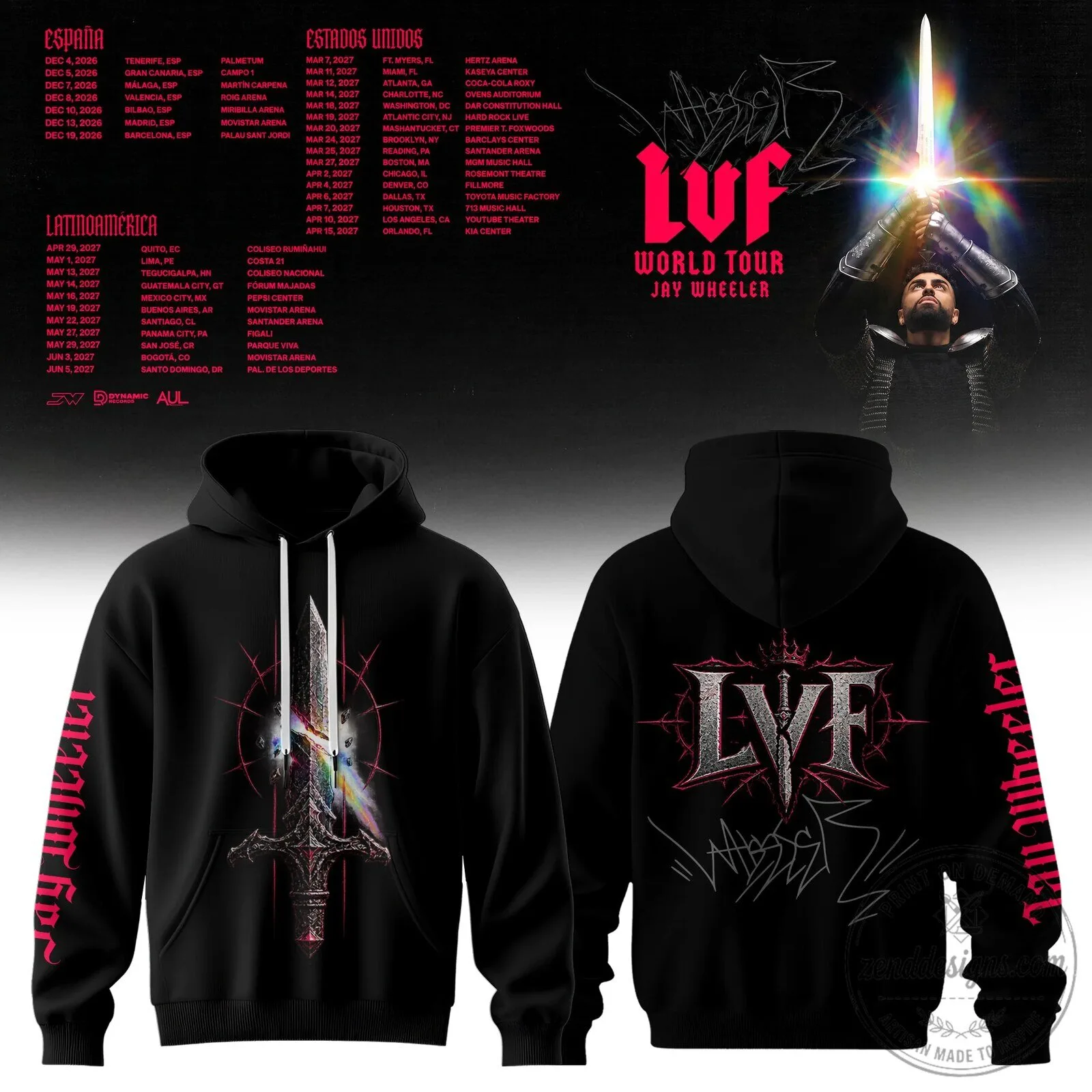 Jay Wheeler La Voz Favorita World Tour Black Concert Hoodie