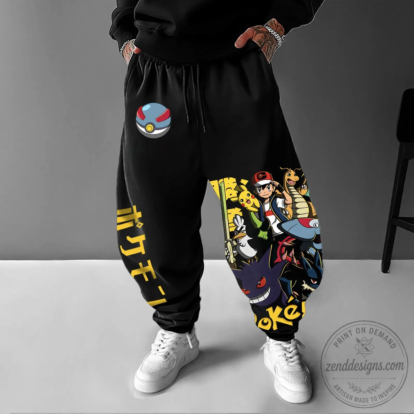 Pokemon Ash Pikachu Gengar Squirtle Charmander Bulbasaur Anime Jogger Pants 1 Pokemon Ash Pikachu Gengar Squirtle Charmander Bulbasaur Anime Jogger Pants
