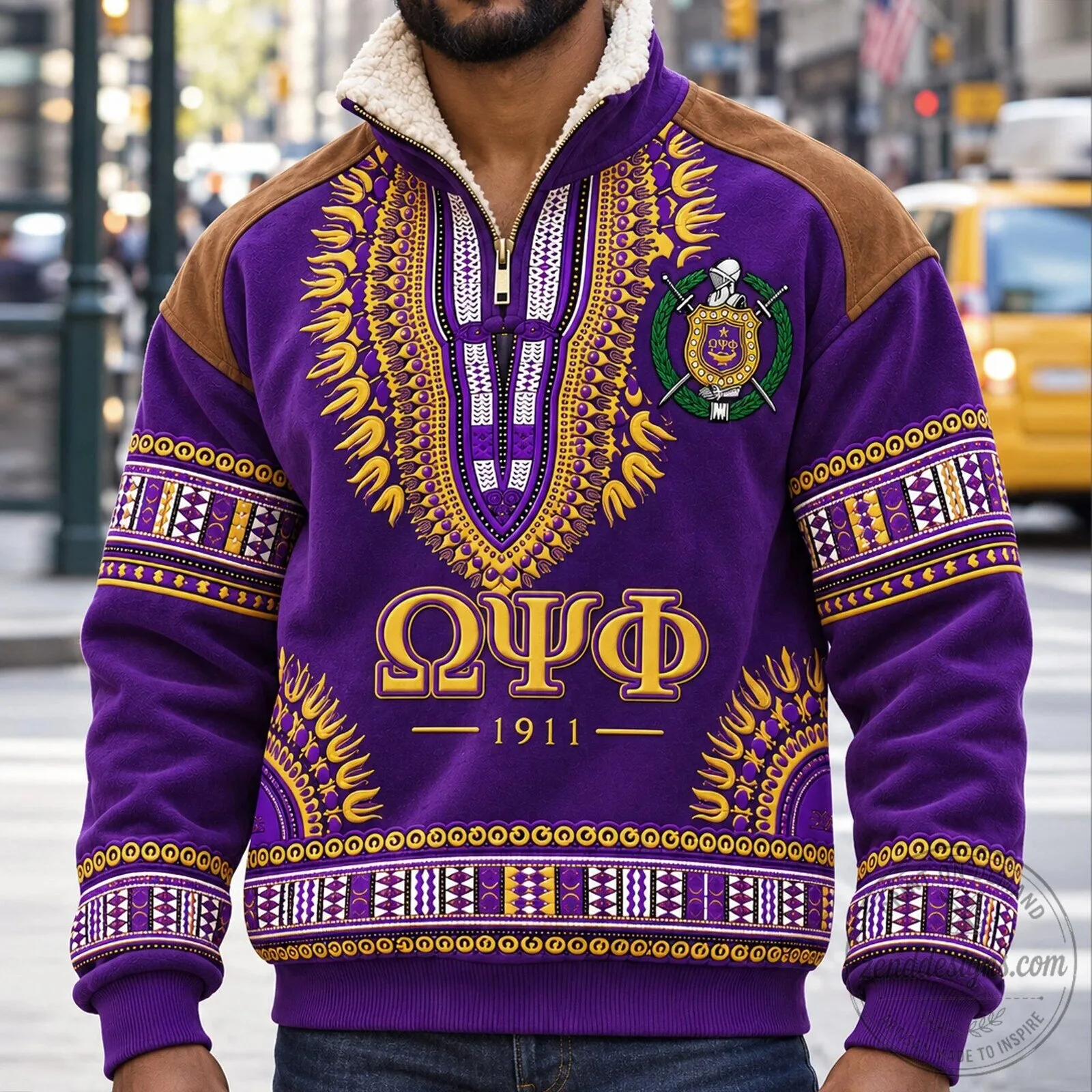 Omega Psi Phi Fraternity Divine Nine Sherpa Collar Pullover Sweatshirt 4 Omega Psi Phi Fraternity Divine Nine Sherpa Collar Pullover Sweatshirt