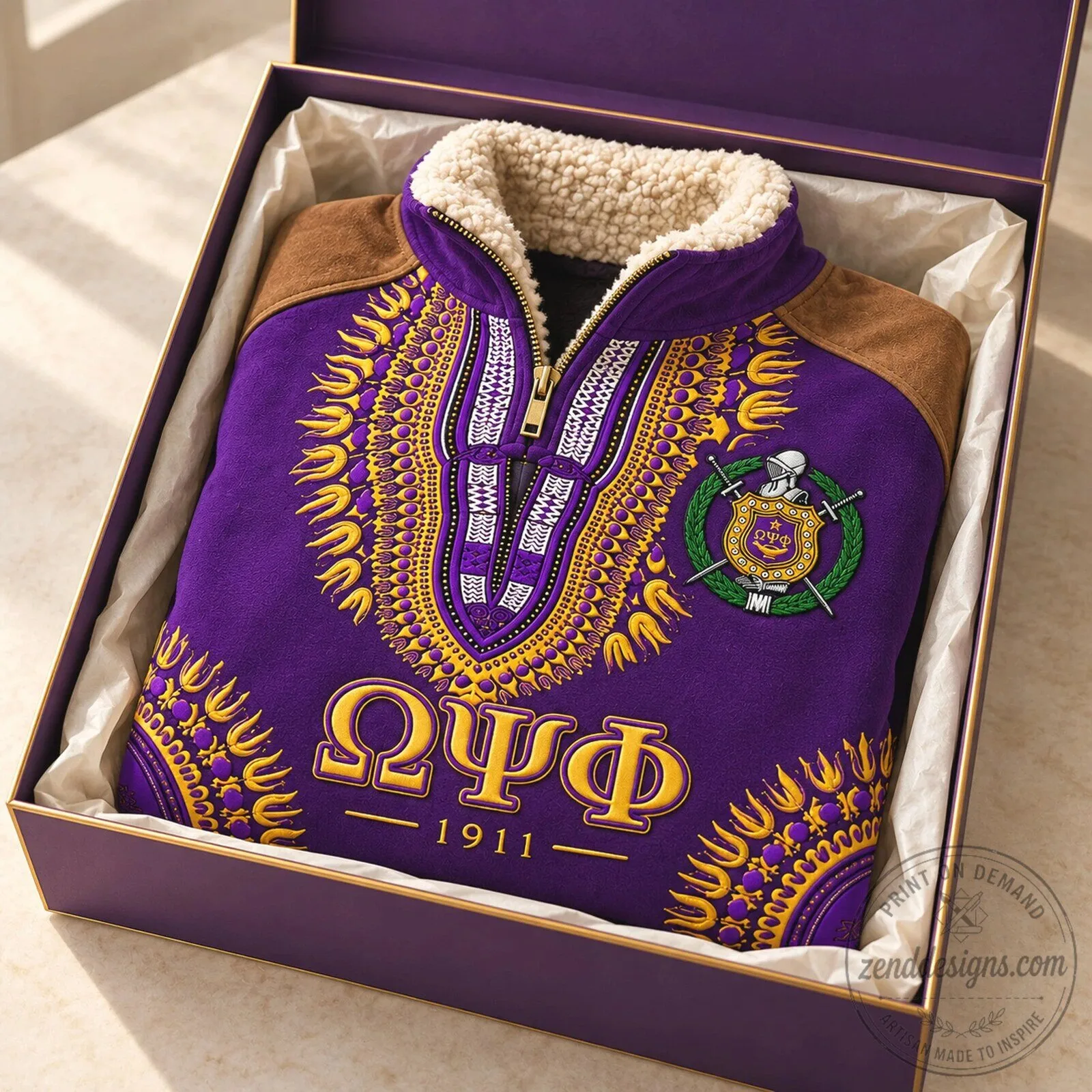 Omega Psi Phi Fraternity Divine Nine Sherpa Collar Pullover Sweatshirt 5 Omega Psi Phi Fraternity Divine Nine Sherpa Collar Pullover Sweatshirt