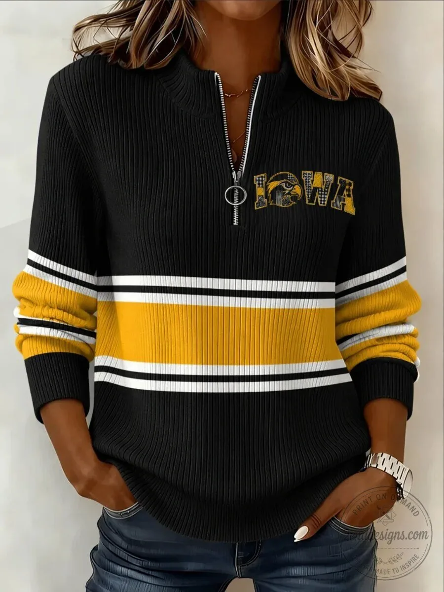 Iowa Hawkeyes Women's Half Zip Stand Collar Sweatshirt 1 Iowa Hawkeyes Women