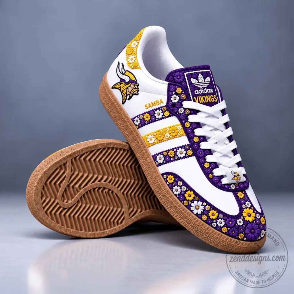 Minnesota Vikings Floral Adidas Samba Shoes Minnesota Vikings Floral Adidas Samba Shoes