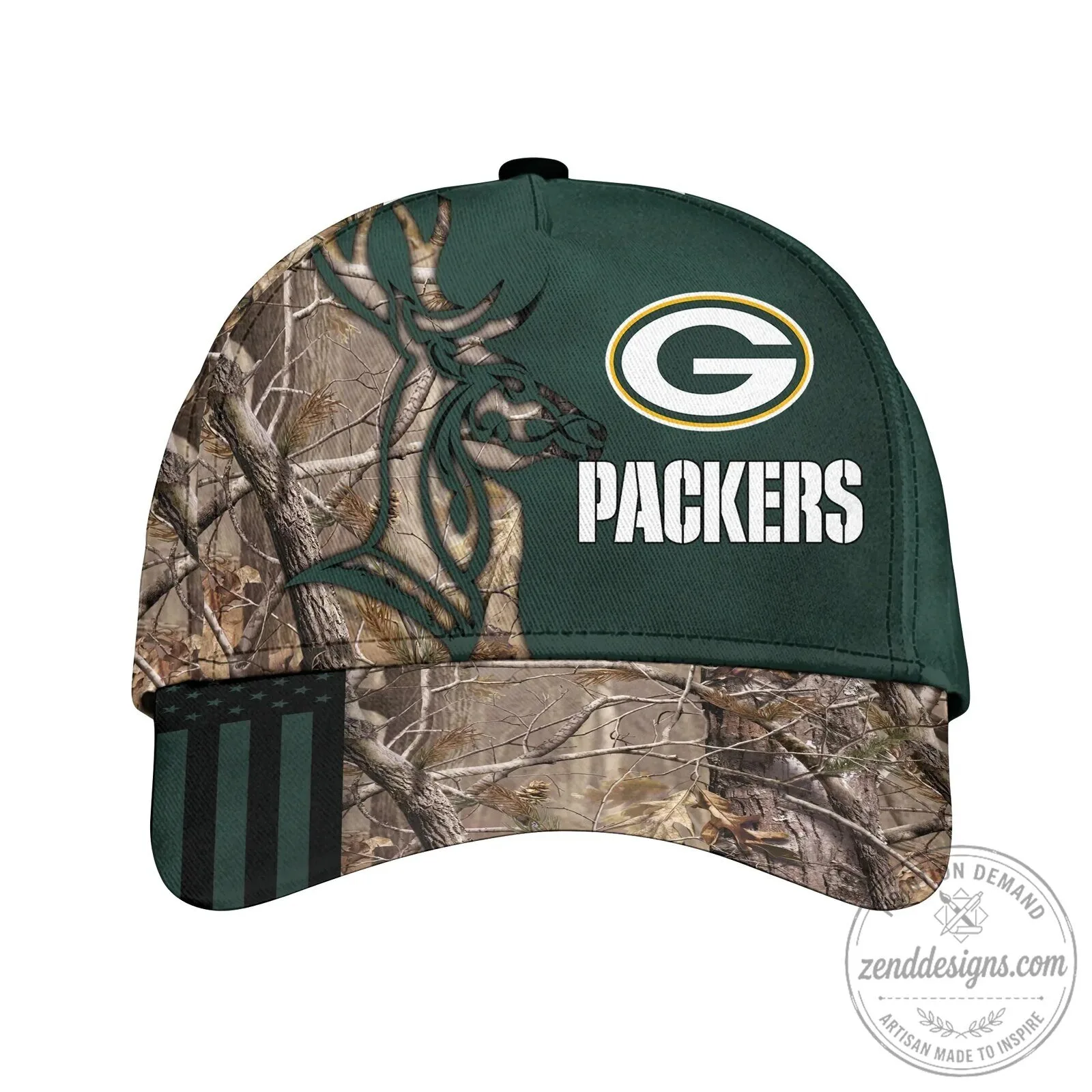 Green Bay Packers Camouflage Deer Hunting Baseball Cap Hat
