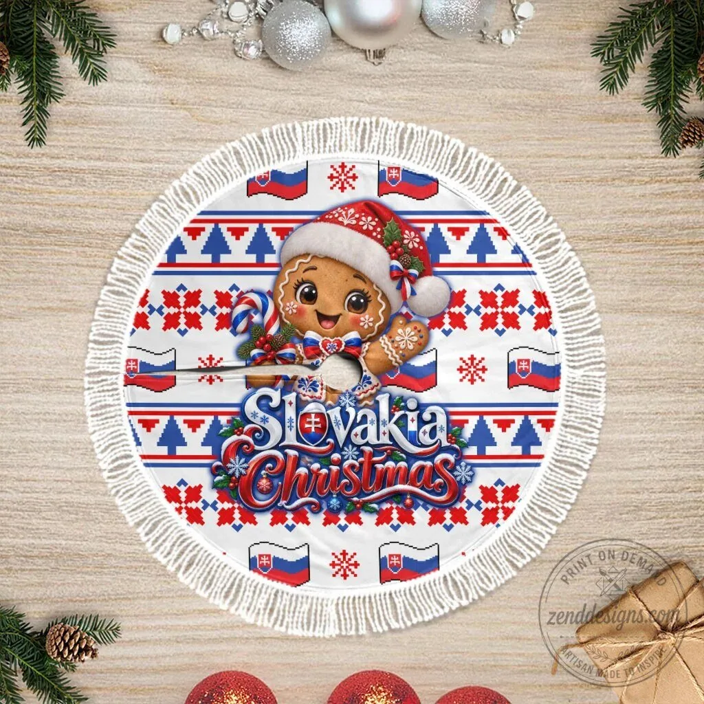 Slovakia Christmas Gingerbread Man Candy Cane Fair Isle Tree Skirt 7 Slovakia Christmas Gingerbread Man Candy Cane Fair Isle Tree Skirt