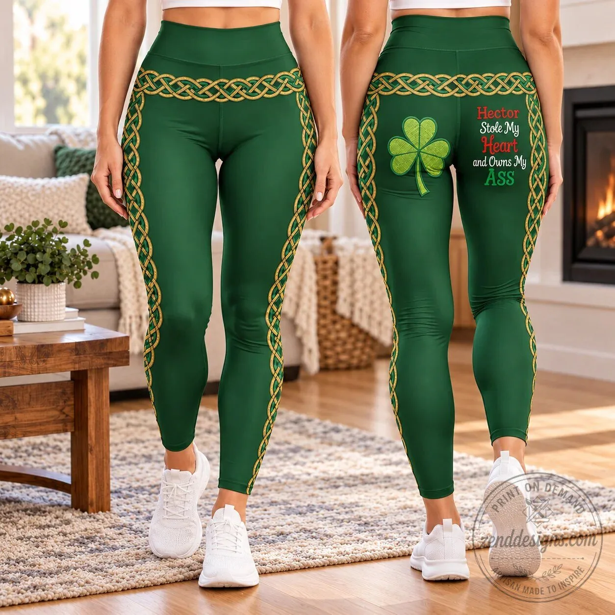 Personalized Four-Leaf Clover Lucky Green Leggings for Women 3 Personalized Four-Leaf Clover Lucky Green Leggings for Women