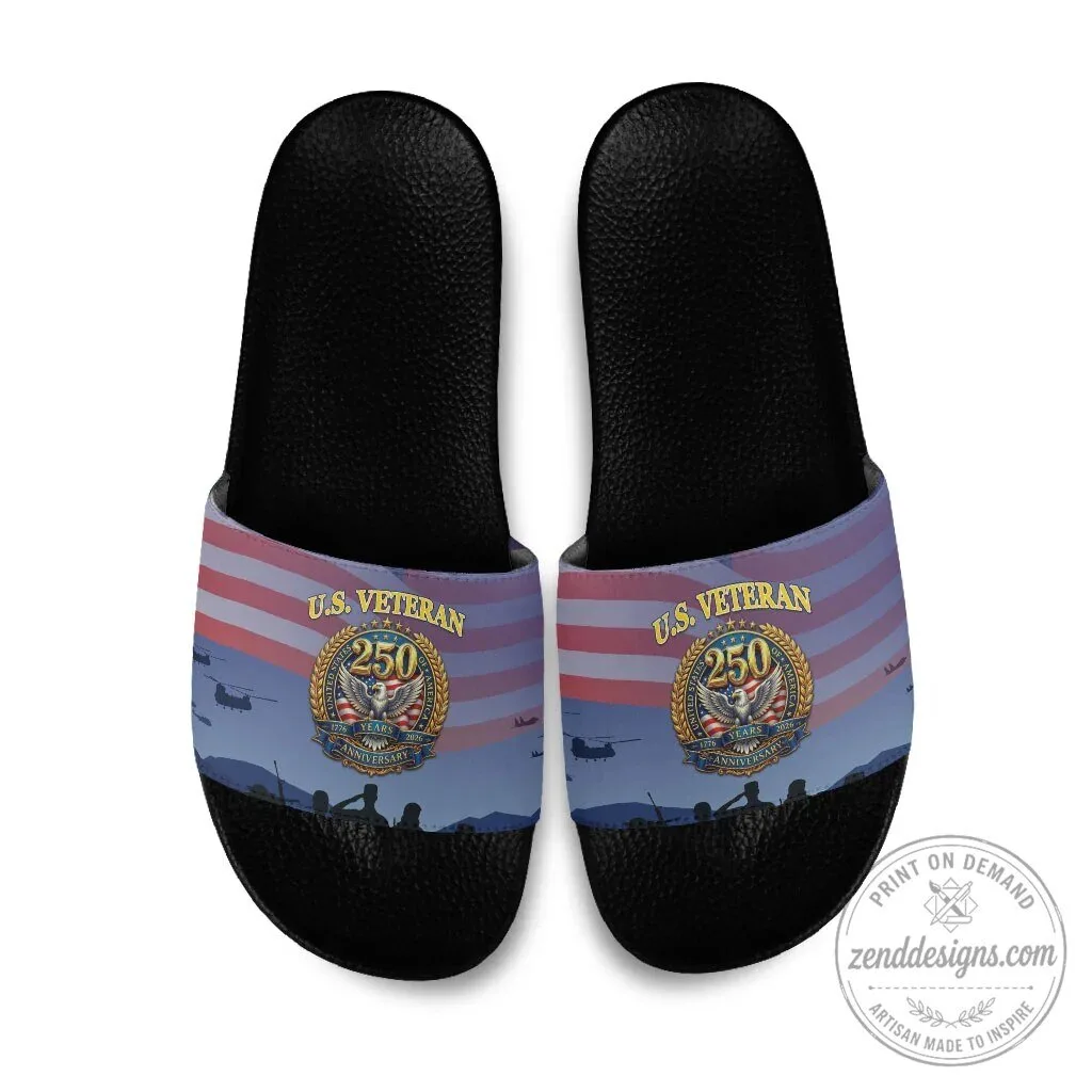United States Veteran 250th Anniversary Patriotic Eagle Slide Sandals