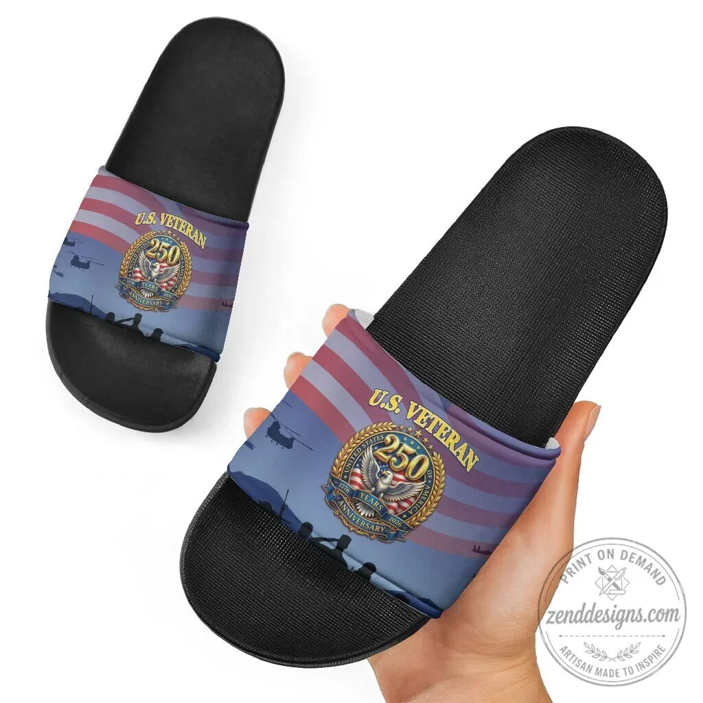 United States Veteran 250th Anniversary Patriotic Eagle Slide Sandals 7 United States Veteran 250th Anniversary Patriotic Eagle Slide Sandals