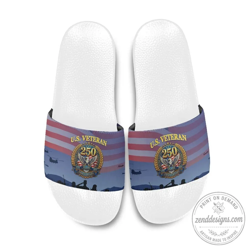 United States Veteran 250th Anniversary Patriotic Eagle Slide Sandals 8 United States Veteran 250th Anniversary Patriotic Eagle Slide Sandals