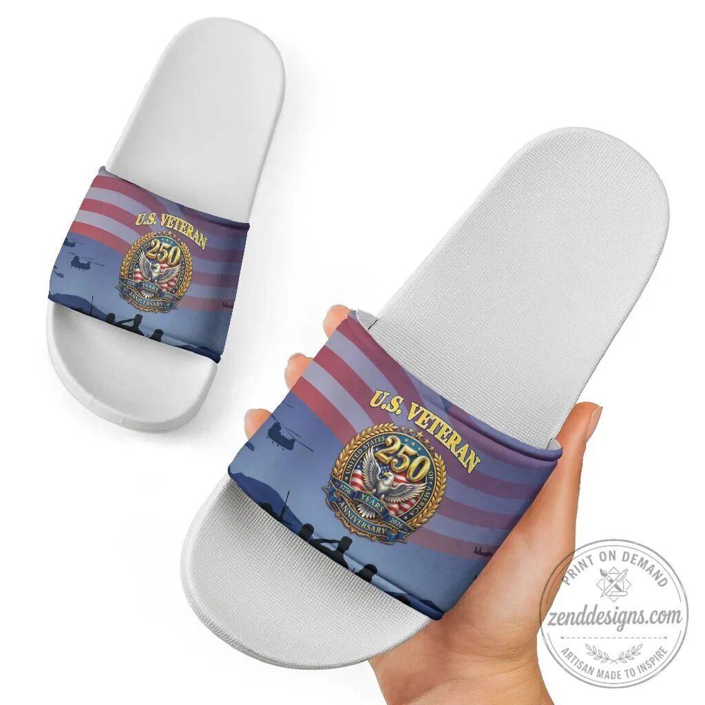 United States Veteran 250th Anniversary Patriotic Eagle Slide Sandals 9 United States Veteran 250th Anniversary Patriotic Eagle Slide Sandals