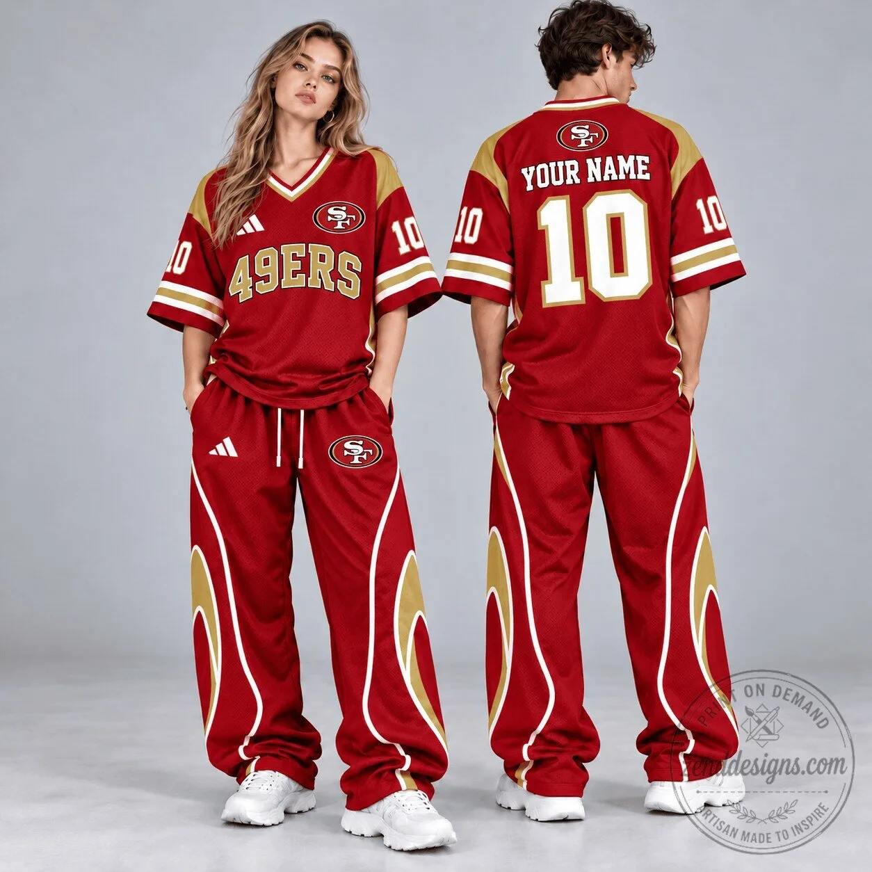 San Francisco 49ers Custom Name and Number Varsity Football Jersey and Pants Set