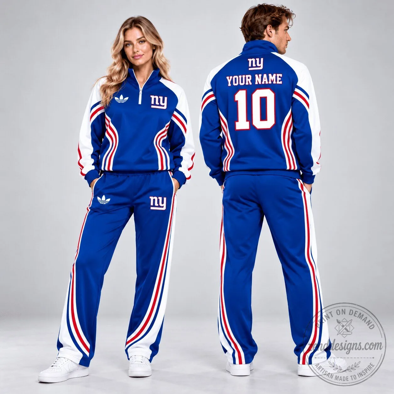 New York Giants Custom Name and Number Quarter Zip Pullover Sweatshirt