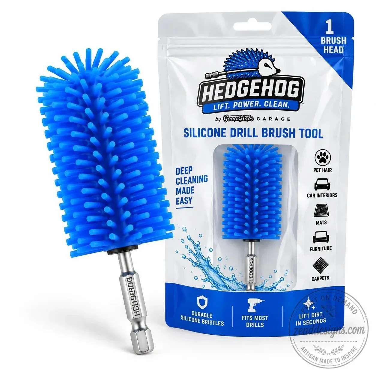 Hedgehog Silicone Drill Brush Tool for Pet Hair and Deep Cleaning