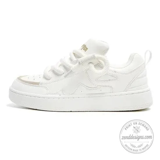White Casual Fashion Sneakers for Women - Everyday Comfort Shoes