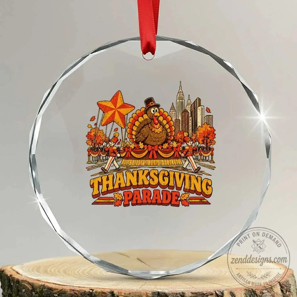 Thanksgiving Parade Turkey New York City Skyline Crystal Glass Ornament