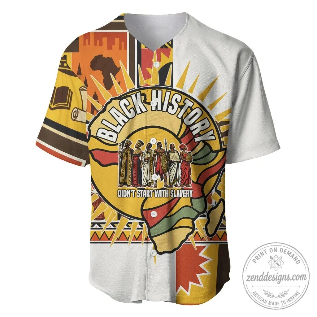 Black History Didn't Start With Slavery Pan African Baseball Jersey