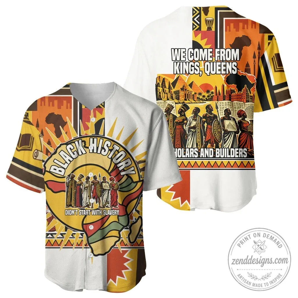 Black History Didn't Start With Slavery Pan African Baseball Jersey 5 Black History Didn