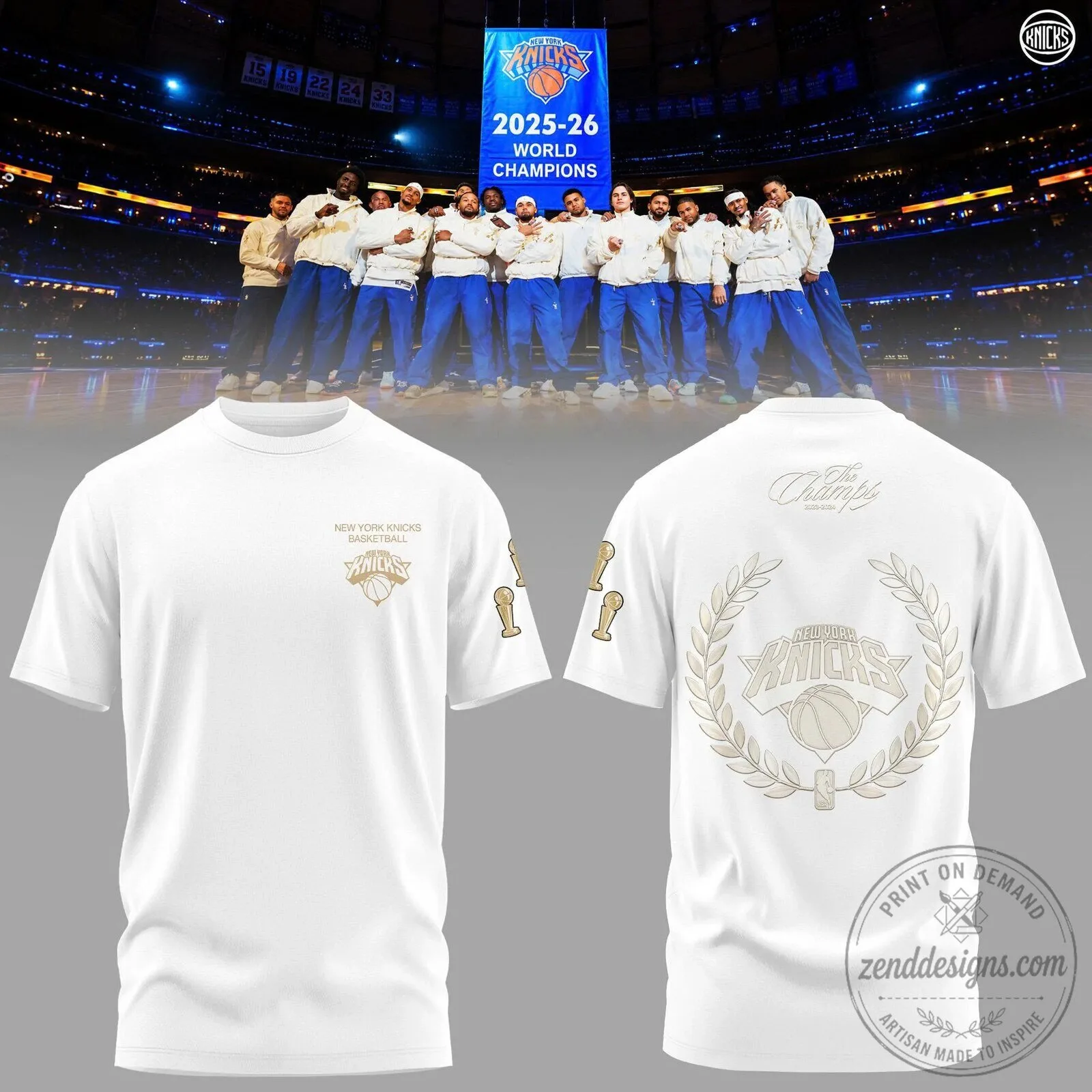 2025-2026 Basketball T-Shirt for New York Knicks World Champions