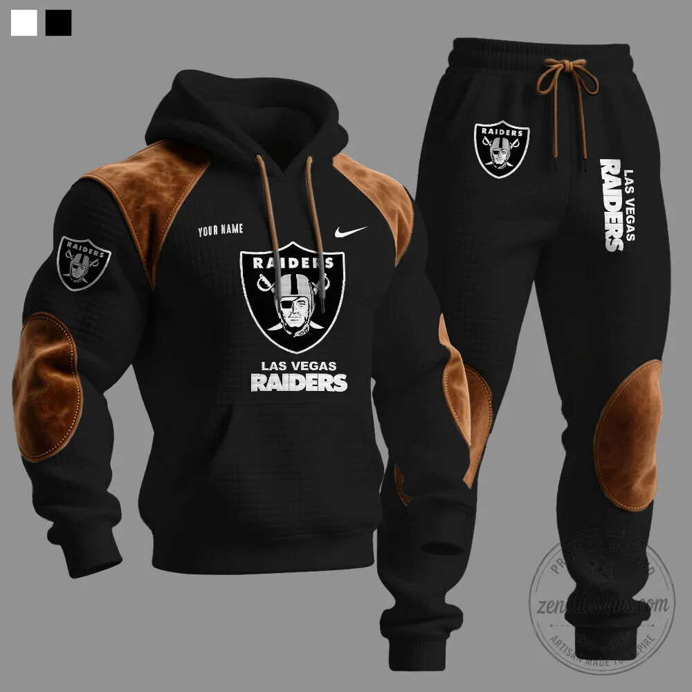 Las Vegas Raiders NFL Football Team Quilted Black Hoodie Sweatshirt