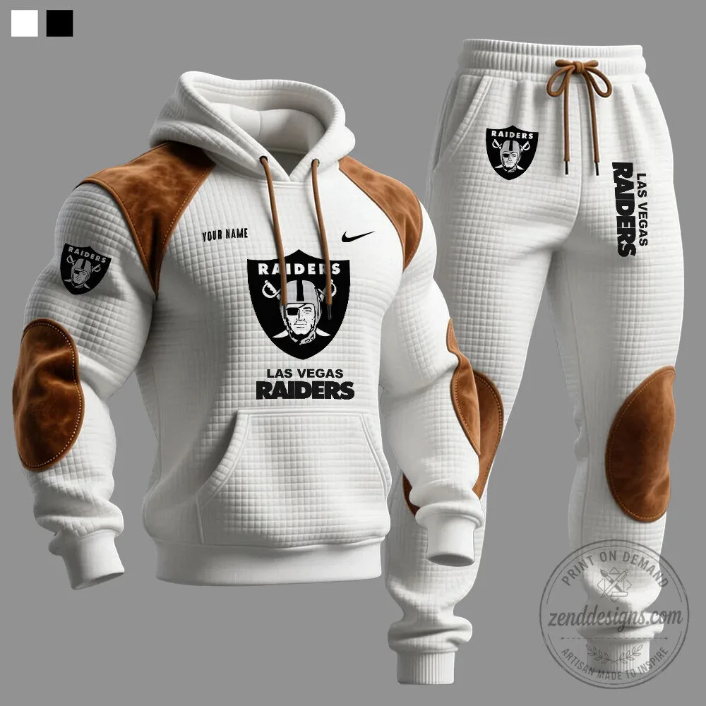 Las Vegas Raiders NFL Football Team Quilted Black Hoodie Sweatshirt 3 Las Vegas Raiders NFL Football Team Quilted Black Hoodie Sweatshirt