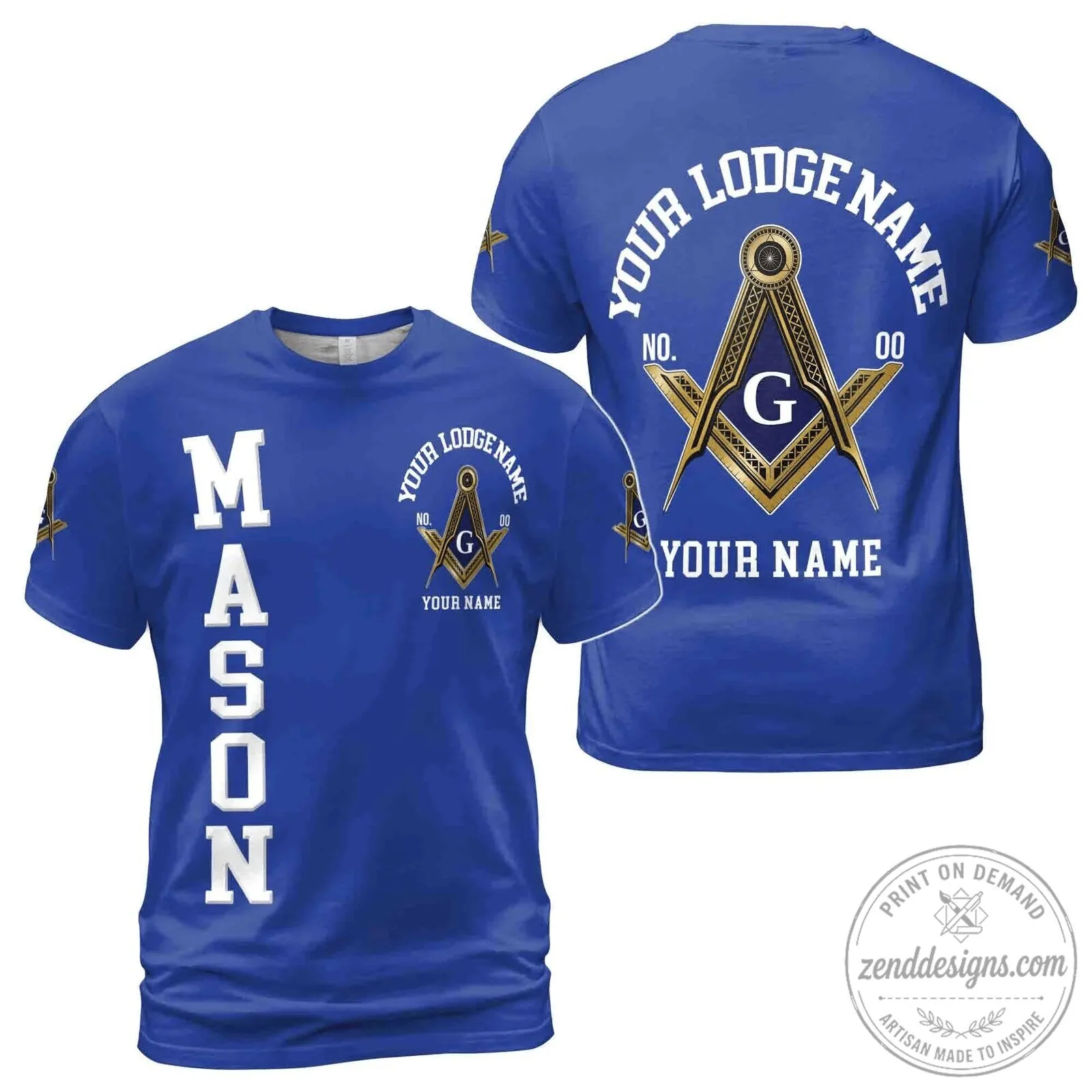Freemasonry Square and Compasses Symbol Custom Lodge Name T-Shirt