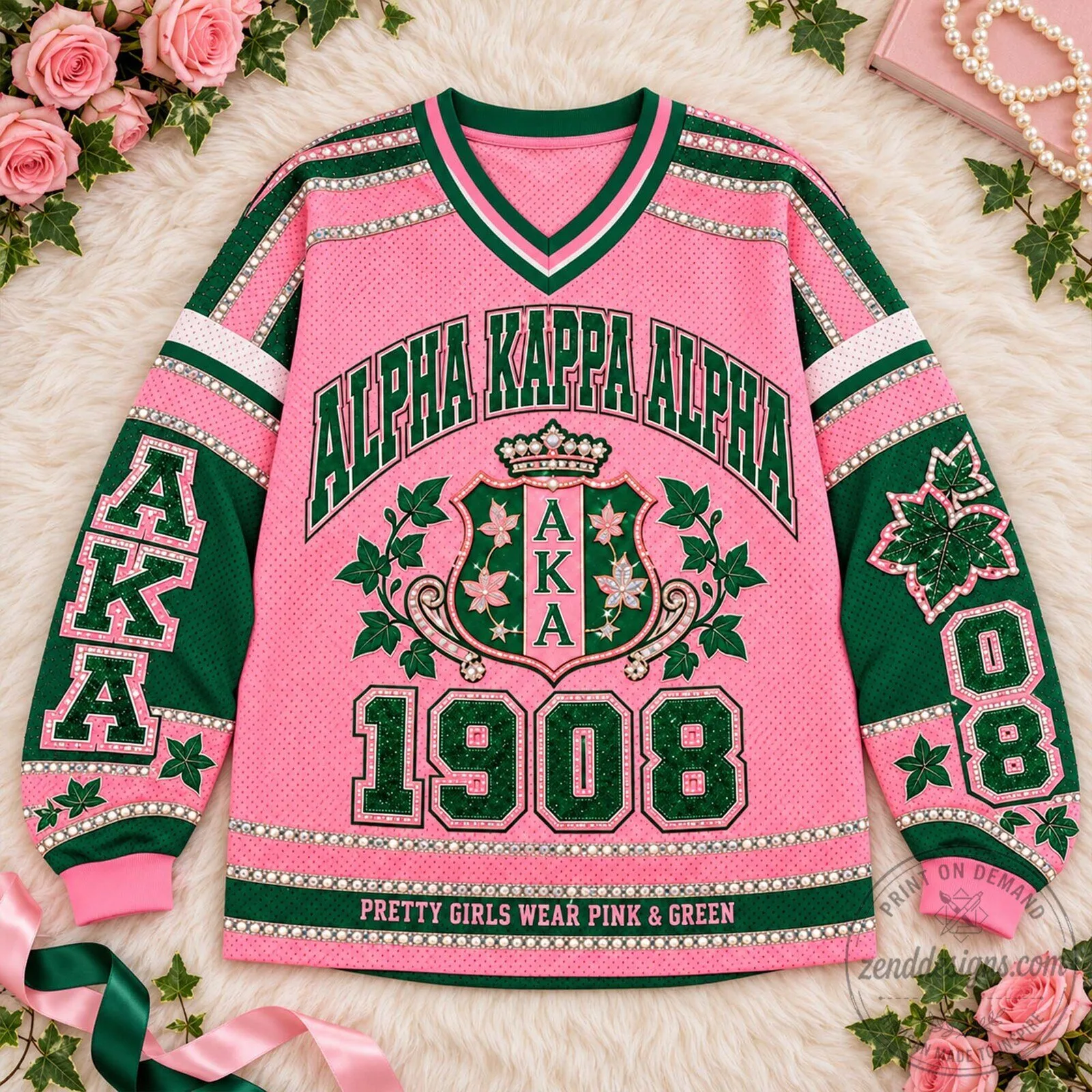 Jersey in Pink and Green for Stylish Girls - Alpha Kappa Alpha Edition 5 Jersey in Pink and Green for Stylish Girls - Alpha Kappa Alpha Edition