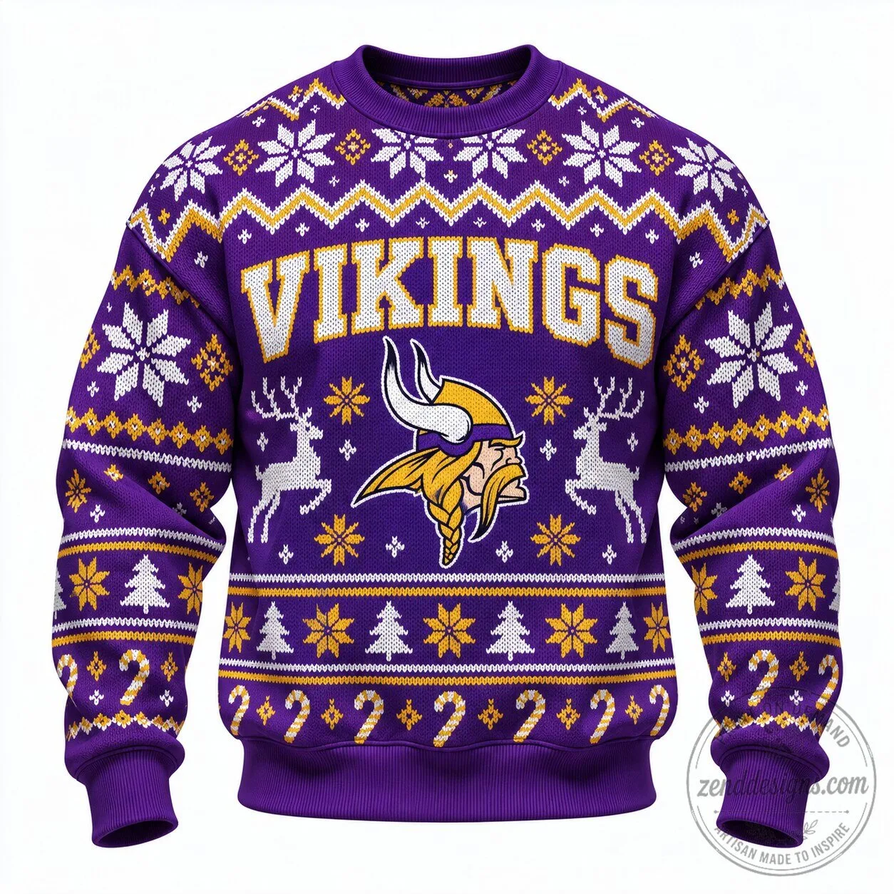 Crewneck Sweatshirt in Minnesota Vikings Ugly Christmas Sweater Design