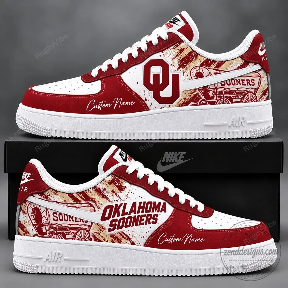 Oklahoma Sooners Custom Name NCAA Sport Team Air Force 1 Shoes