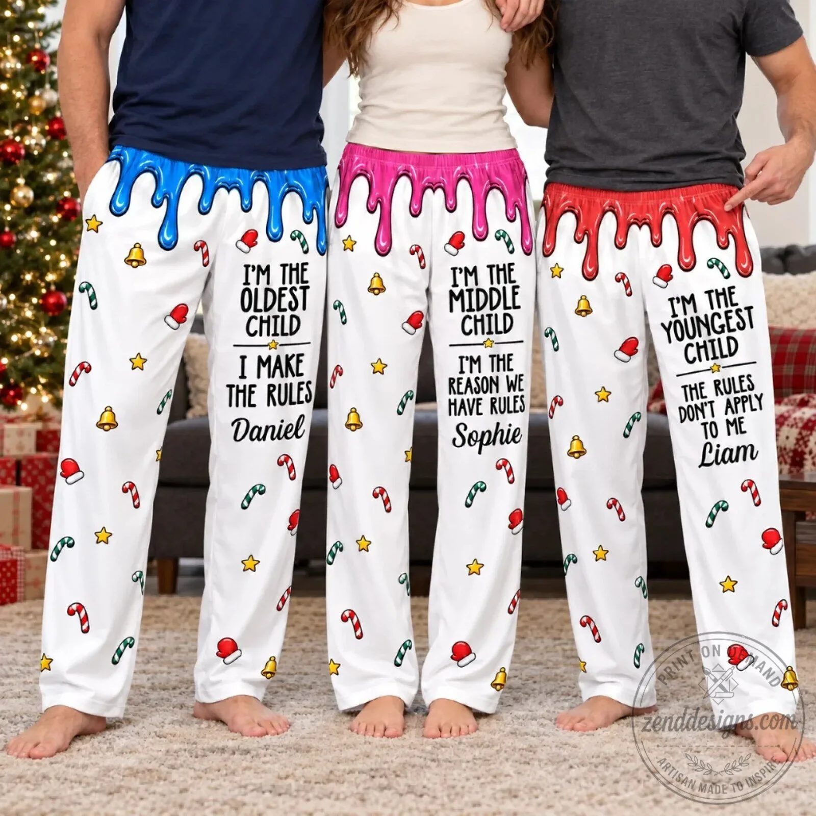 Personalized Christmas Family Child Rules Holiday Pajama Pants