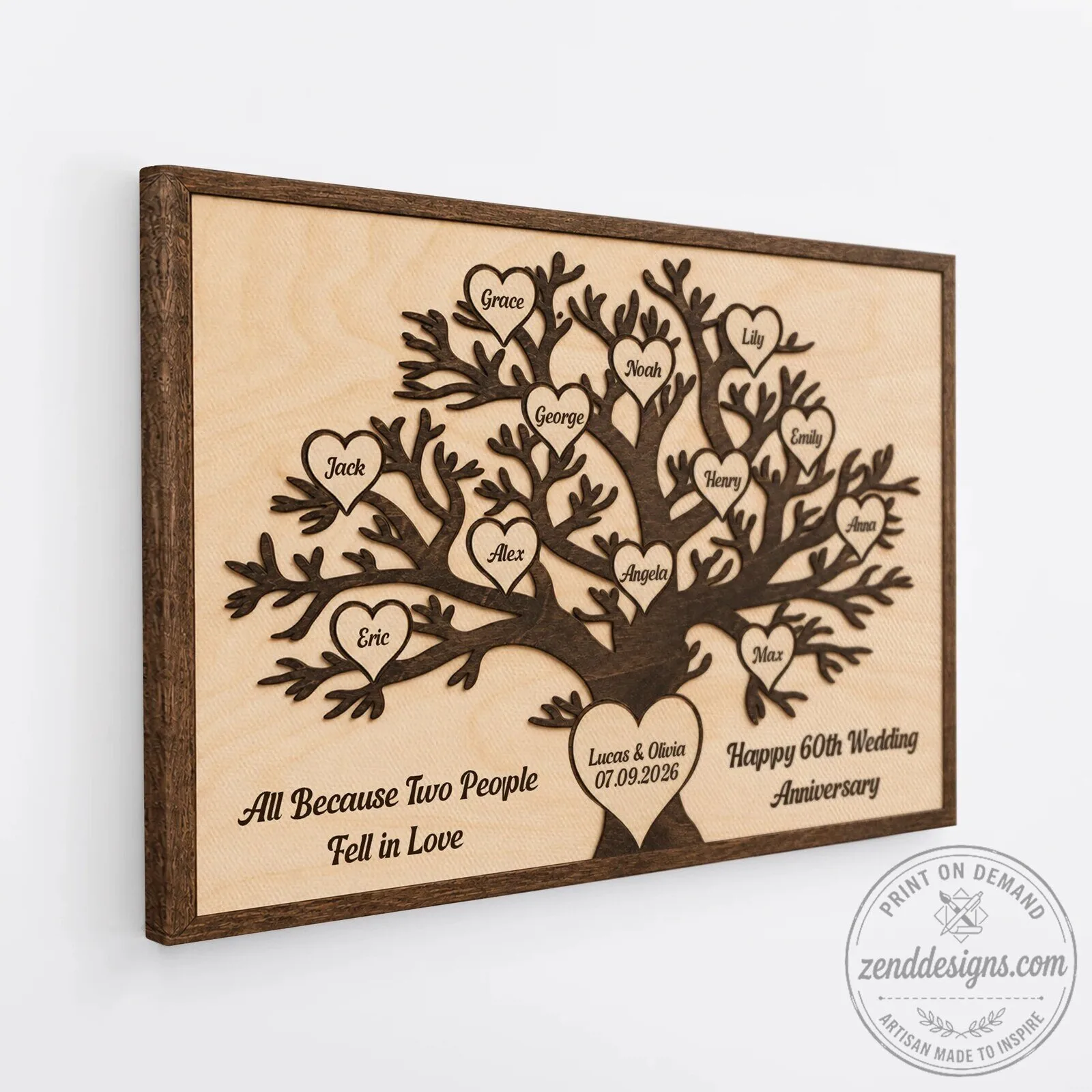 Personalized Family Tree Wooden Plaque with Names - Anniversary Gift for Couples 5 Personalized Family Tree Wooden Plaque with Names - Anniversary Gift for Couples