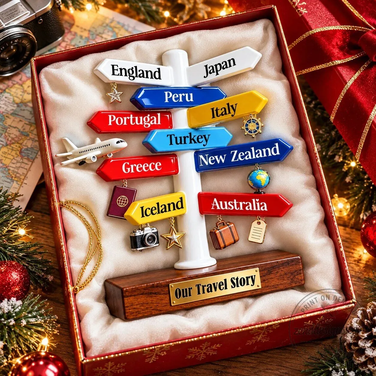 Personalized Travel Destination Signpost Christmas Tree Ornament 10 Personalized Travel Destination Signpost Christmas Tree Ornament