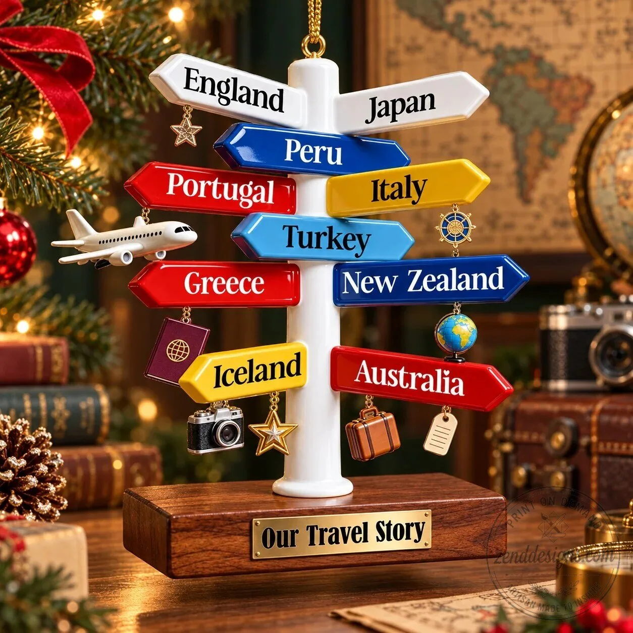 Personalized Travel Destination Signpost Christmas Tree Ornament 11 Personalized Travel Destination Signpost Christmas Tree Ornament