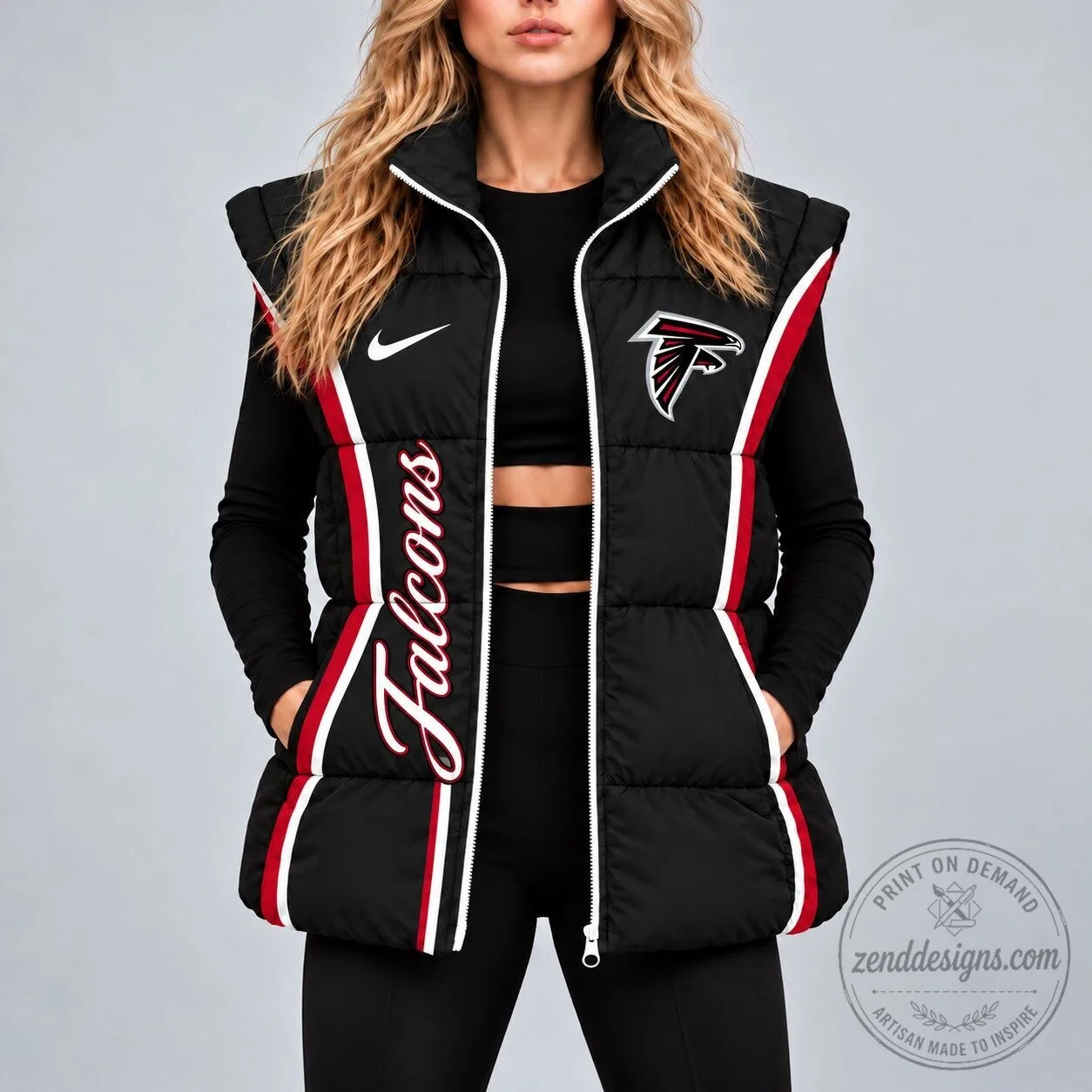 Atlanta Falcons NFL Football Team Womens Puffer Vest Outerwear