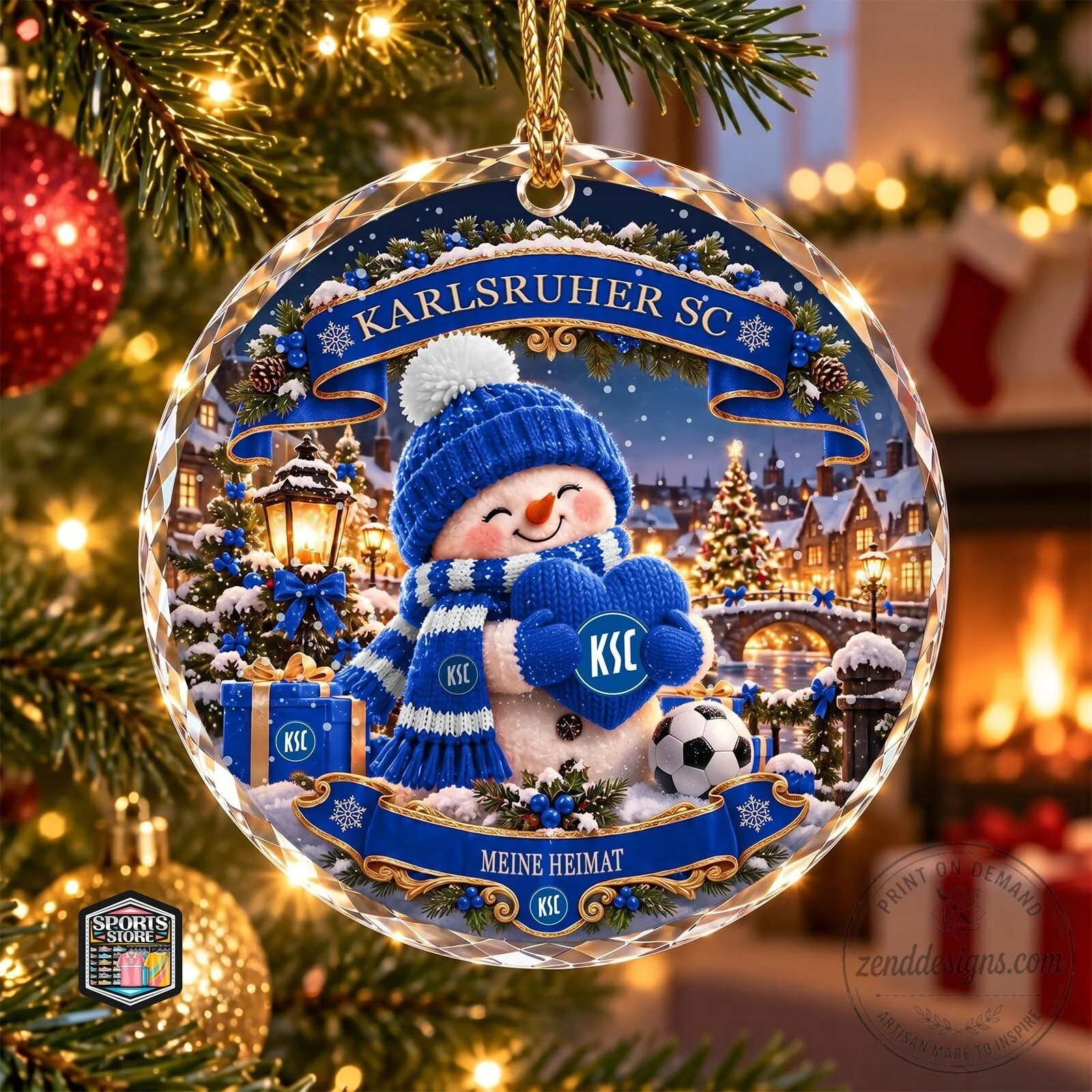 Karlsruher SC Snowman Christmas Tree Holiday Ornament