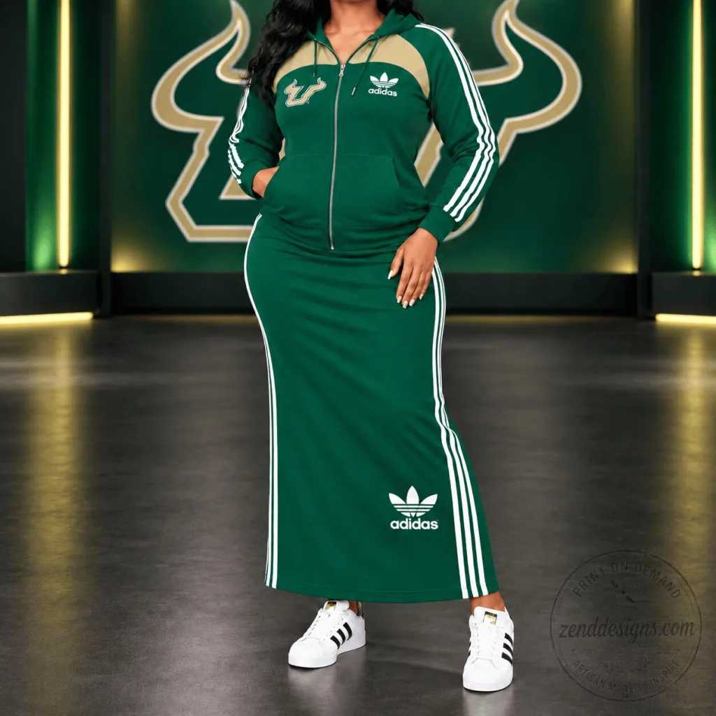 South Florida Bulls Adidas Green Full Zip Hoodie for Women South Florida Bulls Adidas Green Full Zip Hoodie for Women