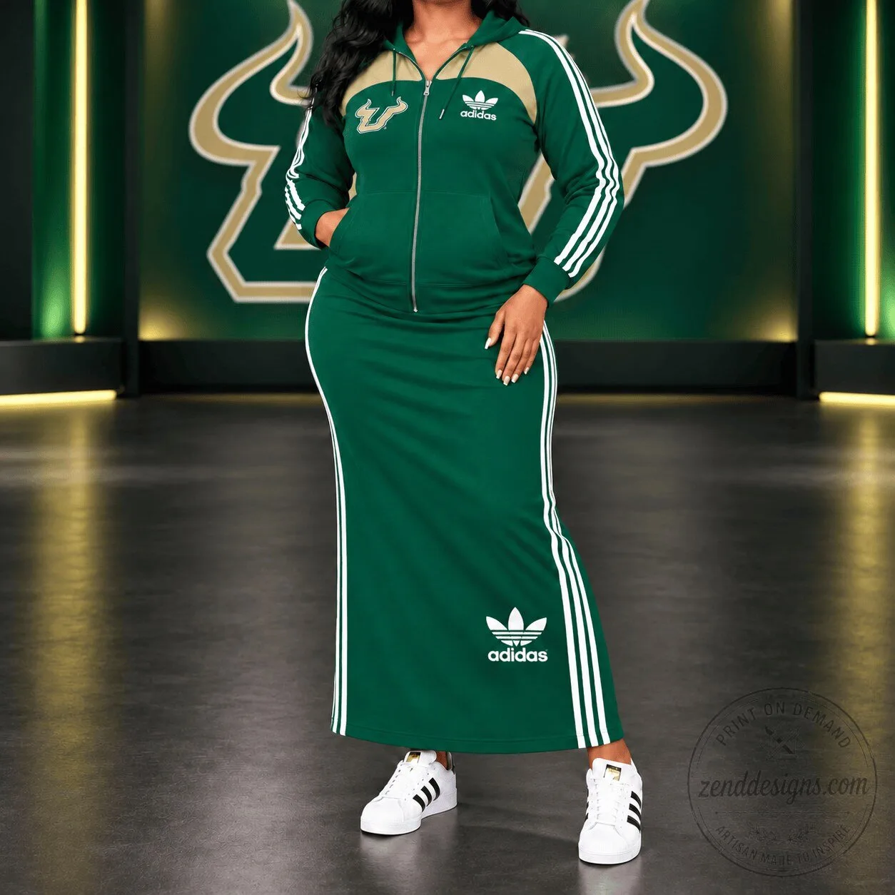 South Florida Bulls Adidas Green Full Zip Hoodie for Women