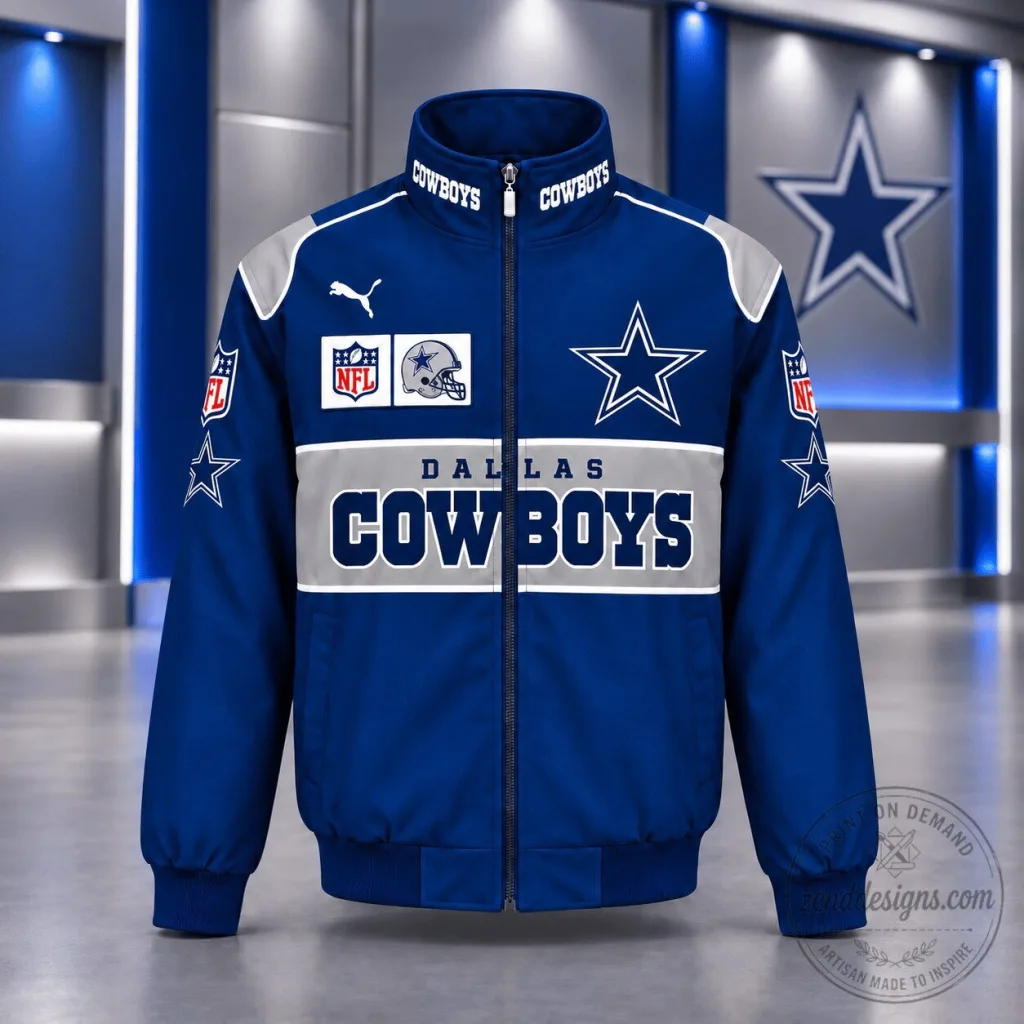 Dallas Cowboys NFL Football Team Spirit Full-Zip Casual Bomber Jacket Dallas Cowboys NFL Football Team Spirit Full-Zip Casual Bomber Jacket