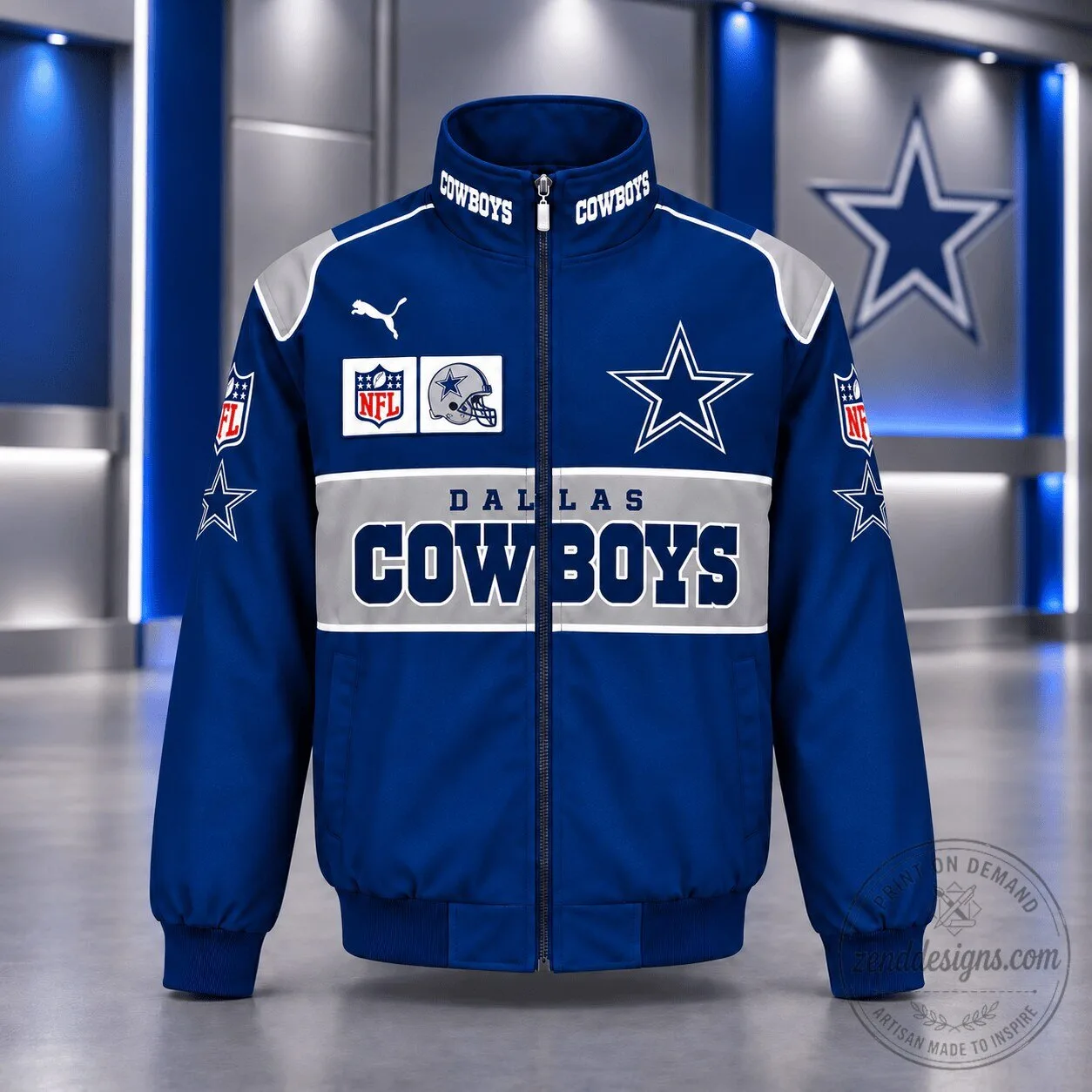Dallas Cowboys NFL Football Team Spirit Full-Zip Casual Bomber Jacket