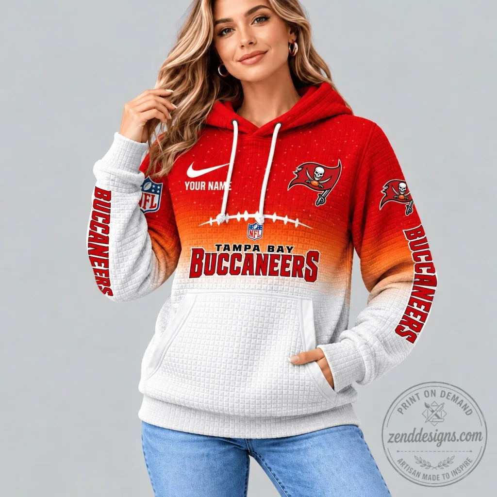 Tampa Bay Buccaneers Football Team Gradient Waffle Hoodie Tampa Bay Buccaneers Football Team Gradient Waffle Hoodie