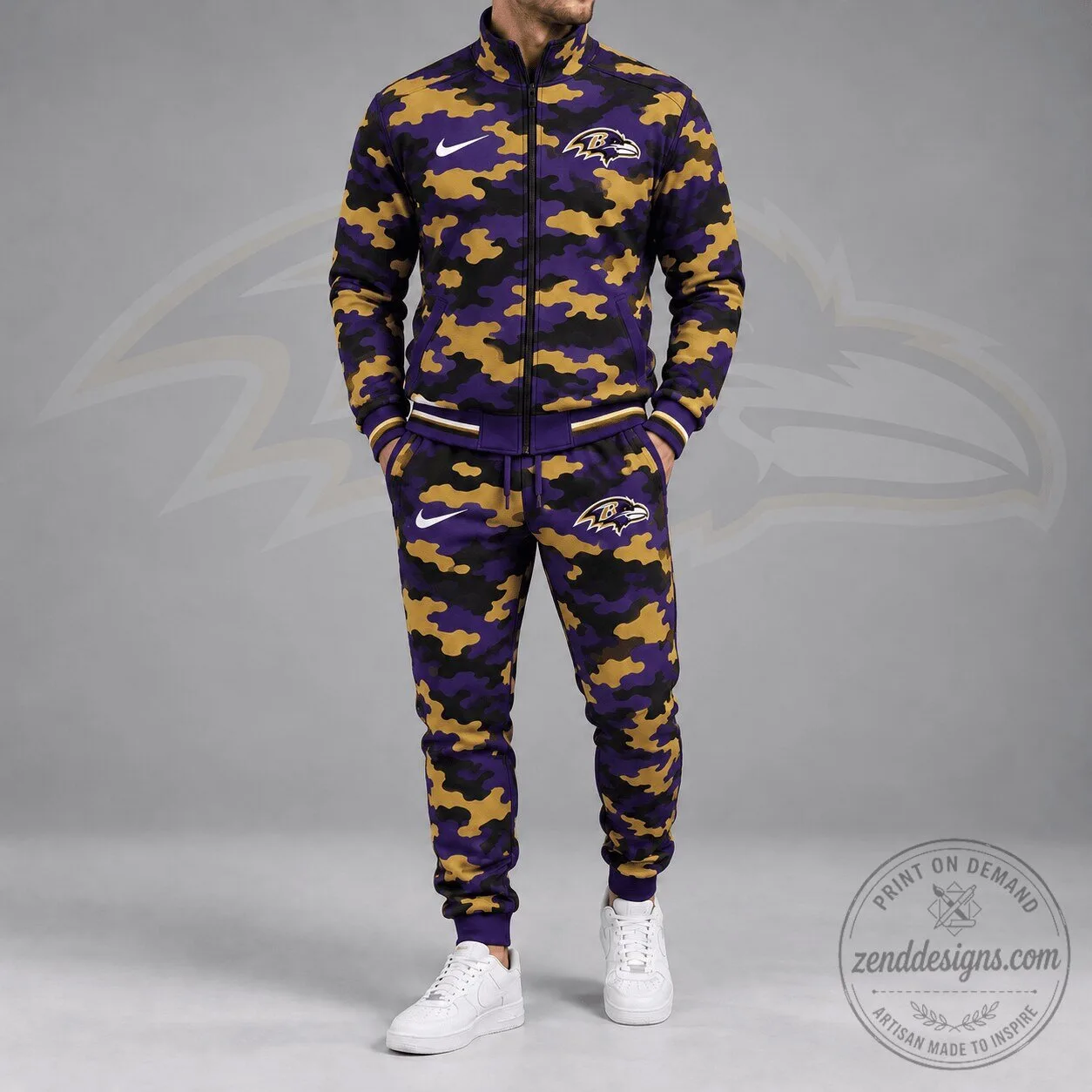 Baltimore Ravens Camouflage Pattern Full Zip Tracksuit Jacket 1 Baltimore Ravens Camouflage Pattern Full Zip Tracksuit Jacket