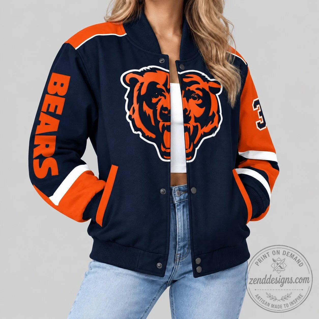 Chicago Bears National Football League Team Logo Baseball Jacket