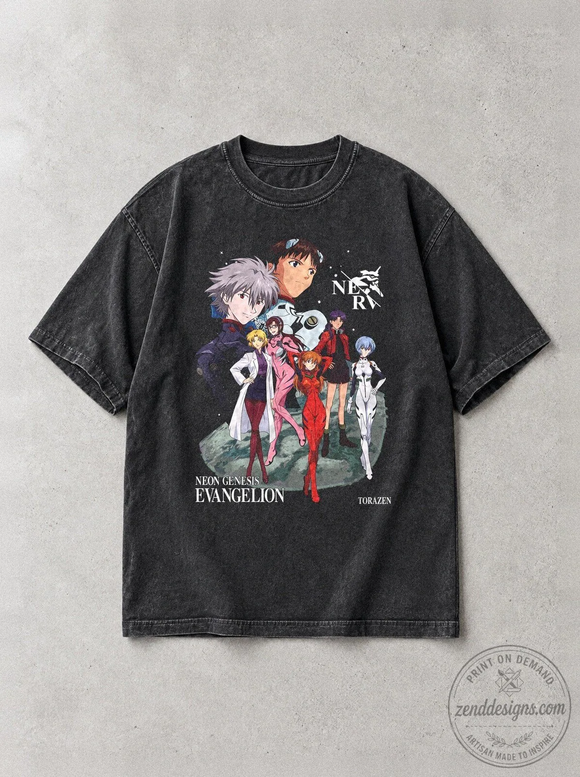 Neon Genesis Evangelion Lunar Assembly Vintage Anime Graphic T-Shirt
