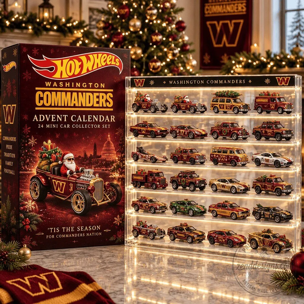 Washington Commanders Hot Wheels Advent Calendar 24 Mini Car Collector Set 2D